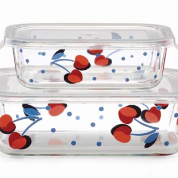 kate spade Other - Kate Spade Cherry-Decorated Glass Food Storage Containers